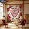 Birthday Party Roses Floral Gifts Banner, Pink Polyester Backdrop for Wall Hanging Decor