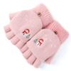 Color Plush Windproof Outdoor Half Finger Gloves Women's Gloves Flip Cover Gloves Thick Mittens