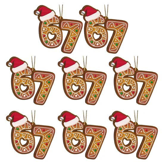 Weihnachtsanhänger Acryl Lebkuchen Zahl 67 Anhänger mit Hut Festliche Weihnachtsbaumdekoration Weihnachtsgeschenk
