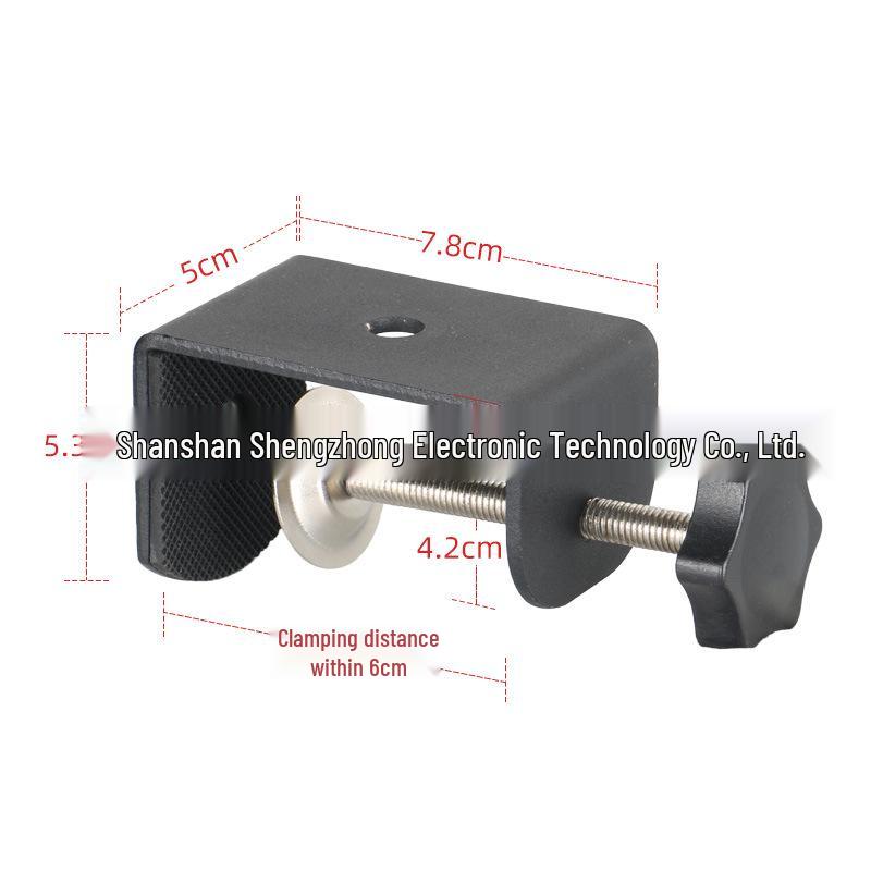 Adjustable Dual-Use Metal Clip for Desk or Bedside with Mobile Phone & Microphone Boom Arm Compatibility