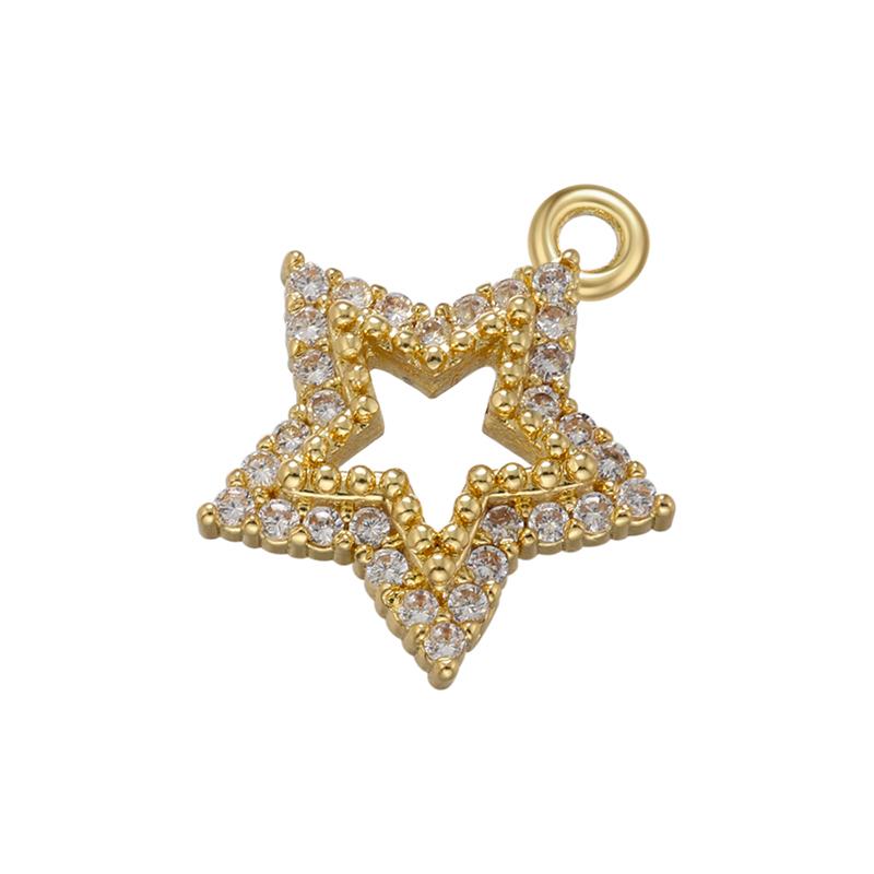 2pcs/lot, Gold Heart Crystal Pendant Star Charms for Handmade Earrings Necklace Jewelry Accessories VD1181