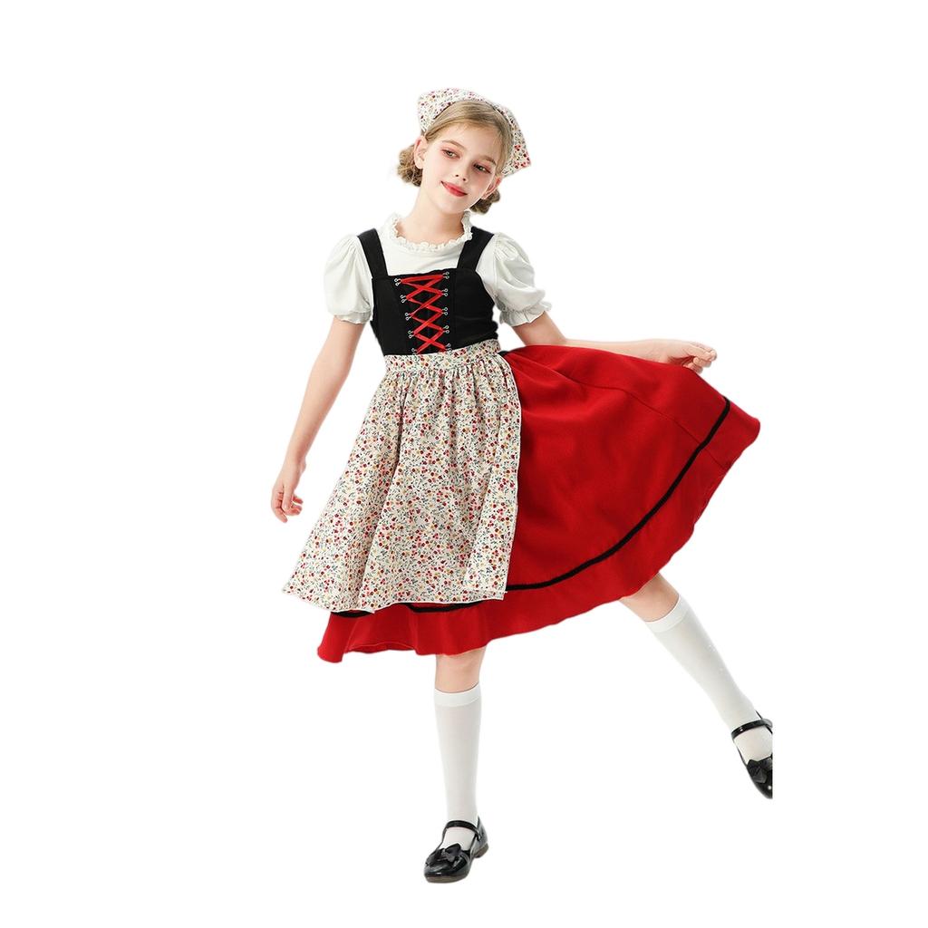 Girls' Checkered Dress - Folk Festival Costume