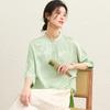 Women's Mulberry Silk Jacquard Stand-Collar Top