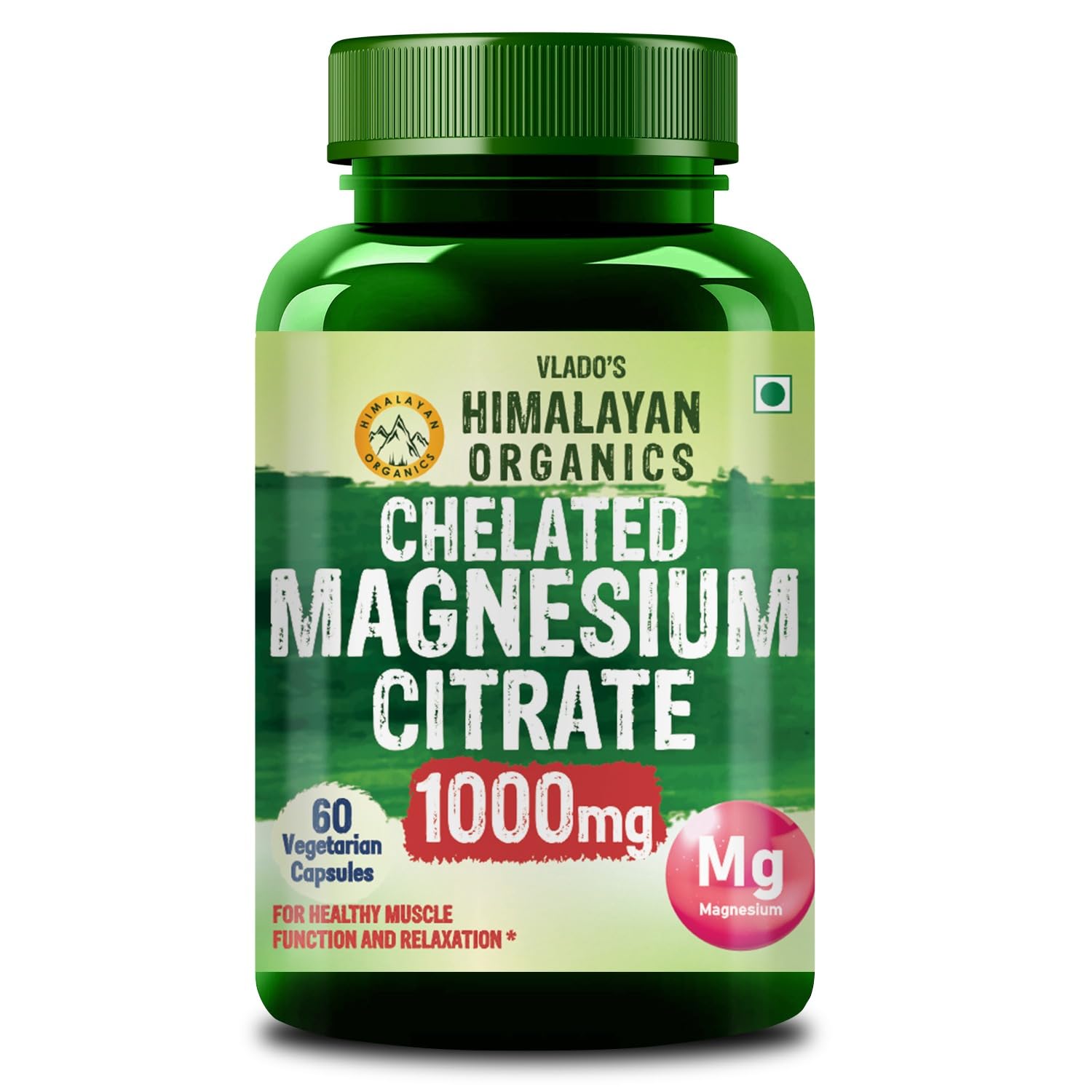 

Vlado s Himalayan Organics Magnesium Citrate 1000mg Supplement for Muscle Relaxation & Sleep 60 Veg Capsules