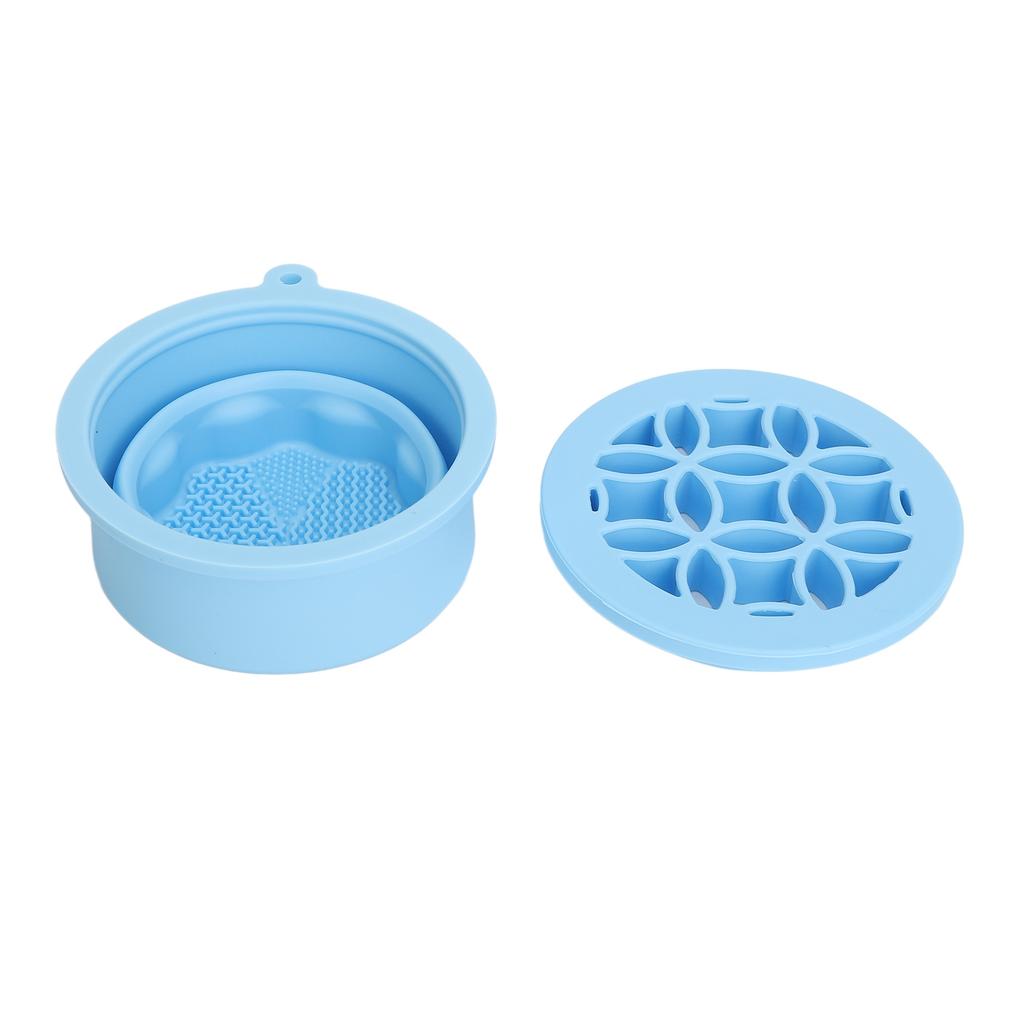 2 in 1 Makeup Brush Cleaning Mat with Brush Drying Rack Folding Space Saving Cosmetic Brush Cleaner Bowl