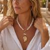 Boho Exaggerated Big Scallop Conch Shell Pendant Necklace for Women Summer Beach Pearl Starfish Chain Choker Ocean Neck Jewelry