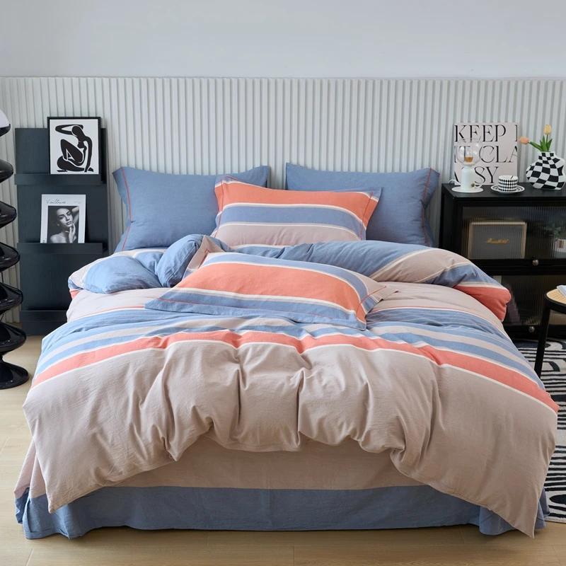 New Cotton Quilt Cover Plaid Yarn-dyed Washed Single Douvet Bed 160x210 220x240 Skin Friendly Comfortable Large Size Bedding