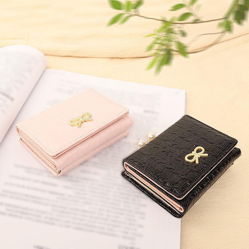 Korean Style Women's Tri-fold Wallet - Cute Cartoon Butterfly Card Holder