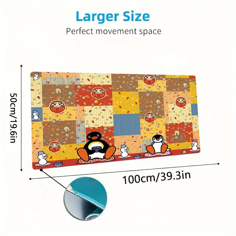 Pingu Cartoon Color Mouse Pad Large Gaming Table Cushion Non-slip Laptop Tablet Big Mousepad XXL Mat Mini PC Playmat With Lock edge