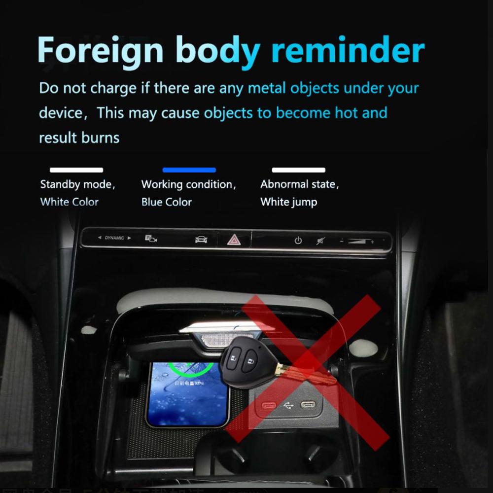 15W Car Wireless Charging Pad for Mercedes Benz S Class W223 500 2021~2024 2025 2025 Phone Fast Charger Tray Plate Accessories