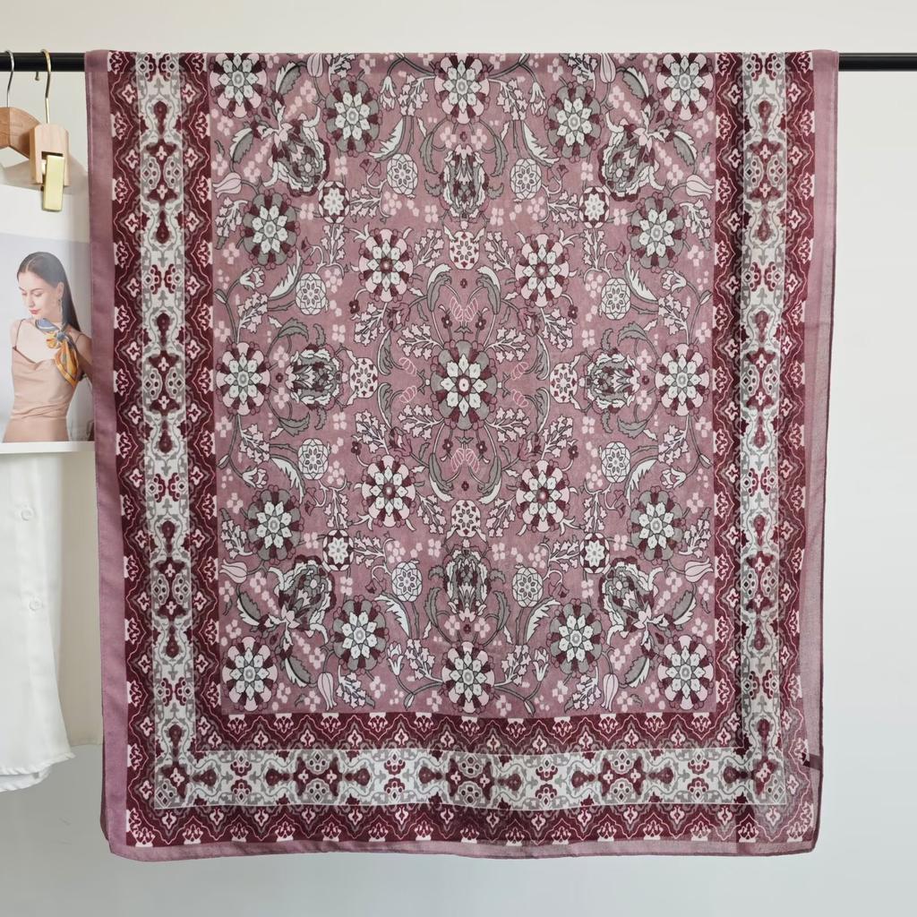 Thin Scarf Versatile Women's Scarf Shawl Imitation Cotton and Linen High-end French Silk Scarf Long Scarf Cross-border Special Supply
