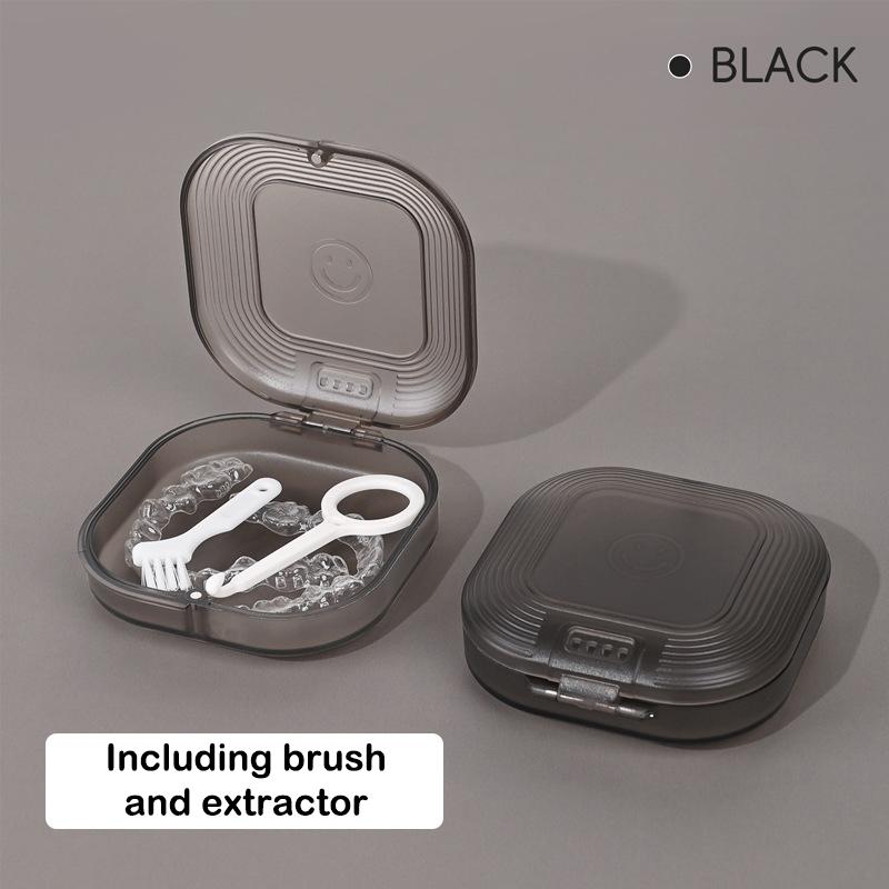 

Braces Case Dental Retainer Storage Box Case Transparent Magnetic Aligner Mouth Guard Container For Teeth Travel Portable чорний