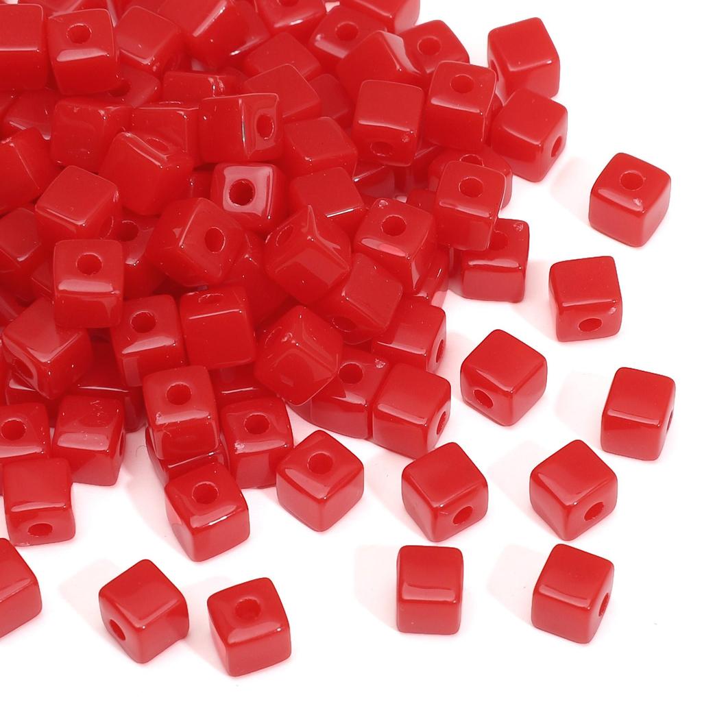 144Pcs Acrylic Solid Color Three-dimensional Square Bead For DIY Necklace Bracelet Earrings Jewelry Making Craft Accessories