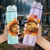 1PC Autumn Hedgehog Wreath Art 750ml Color Plastic Sports Water Bottle Leakproof Flip Straw Lid Suitable for Sports Office Home Use