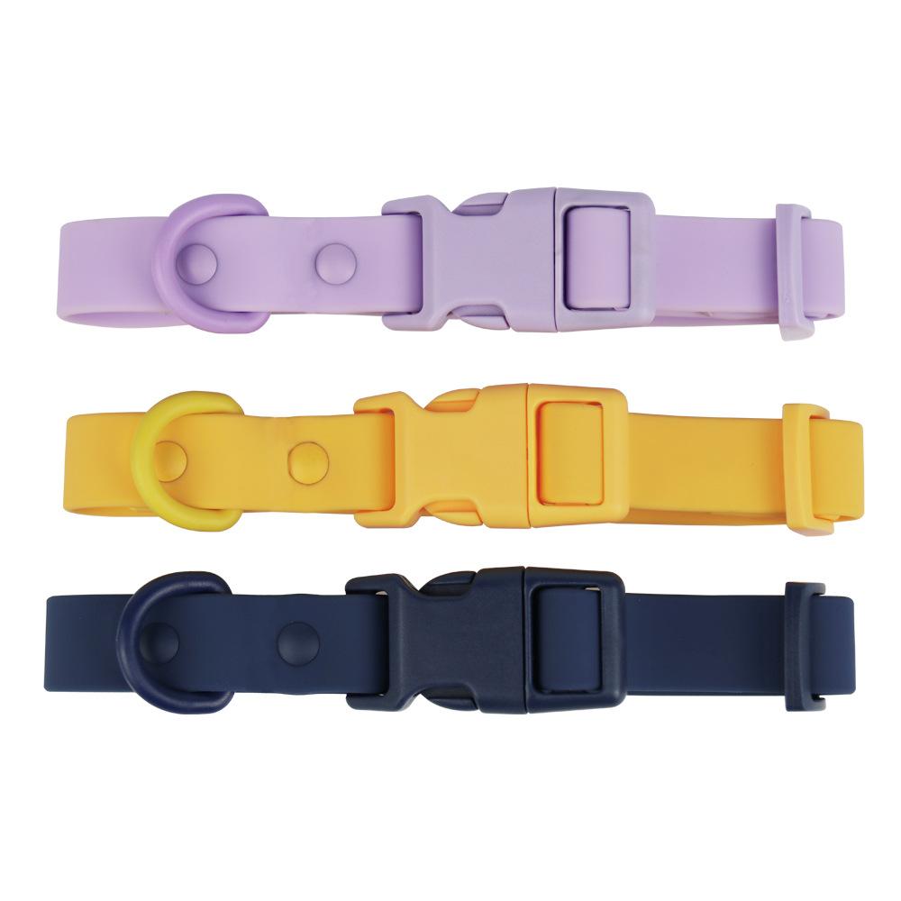 Dog Waterproof Collar Macaron Color Adjustable Pet Collar PVC Rubberized Webbing Sturdy and Durable for Small Medium & Large Dog