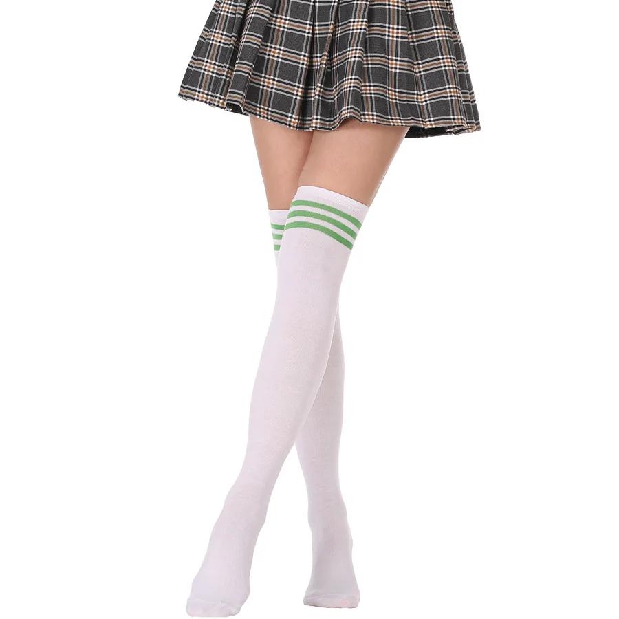 Gothic Lolita Black White Striped Over Knee  Thigh Highs Long Socks Lovely Japanese Girls Cosplay Stockings for Women