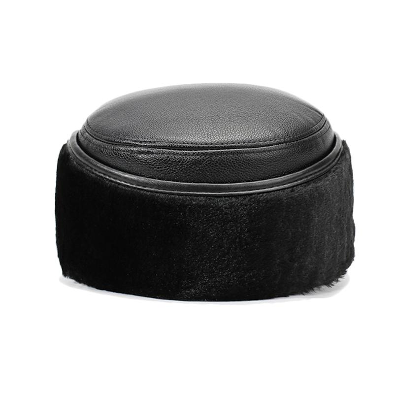 Middle-Aged and Elderly Hat Men's Winter Warm Father Grandfather Leather Hat Velvet Old Man Ear Protection Flat Cap