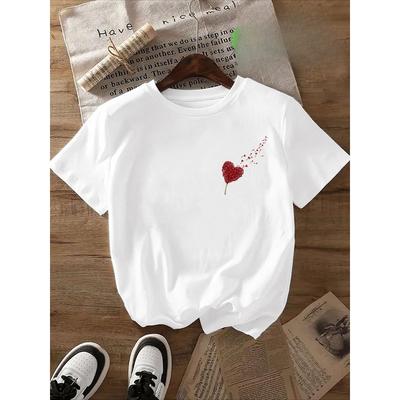 Taglia Europea [Maglietta Casual da Donna] T-Shirt love - Top Casual a Manica Corta con Girocollo per Donna - Abbigliamento Primavera Estate