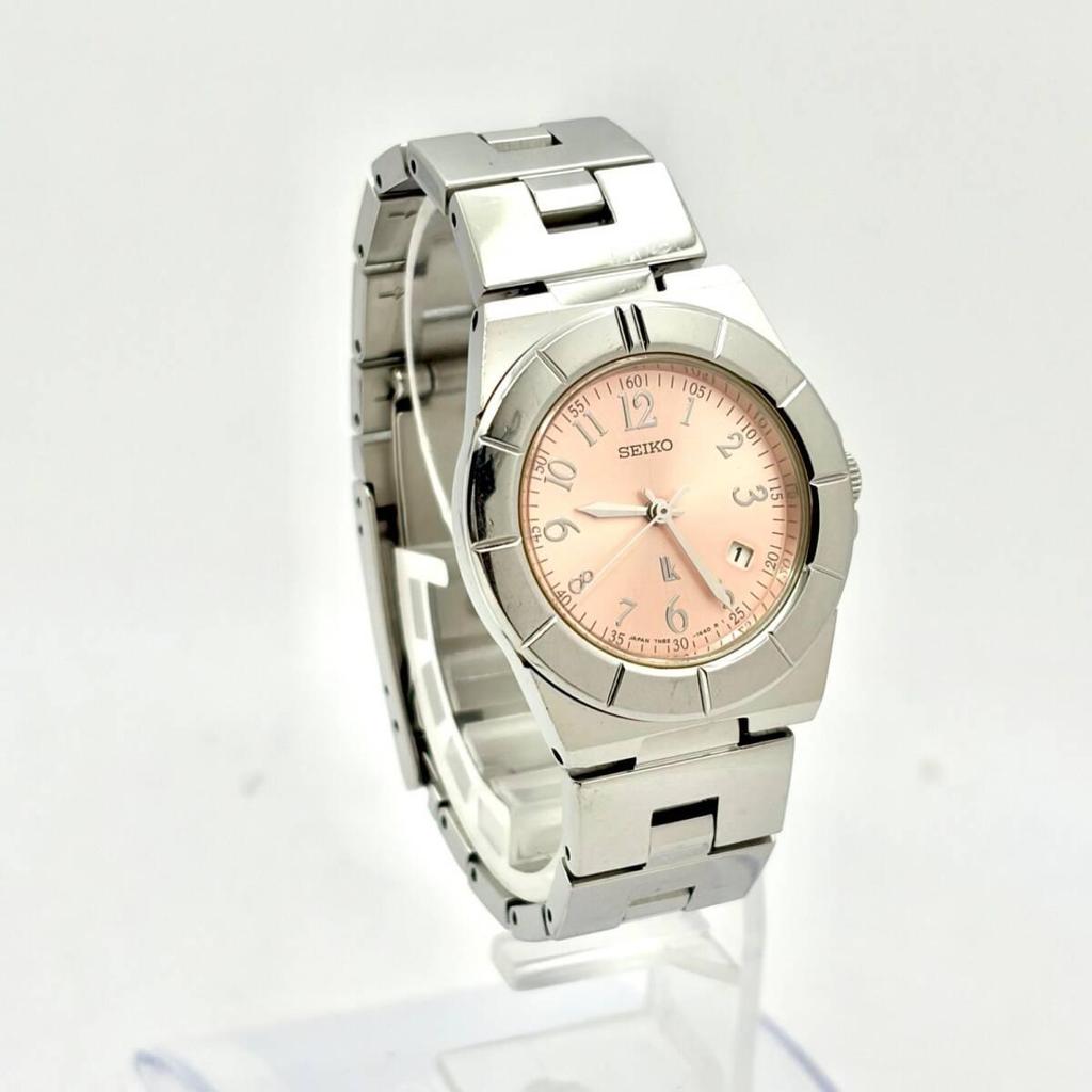 Used [New battery] SEIKO lk Rukia ladies watch silver pink date 7N82-0620 913297