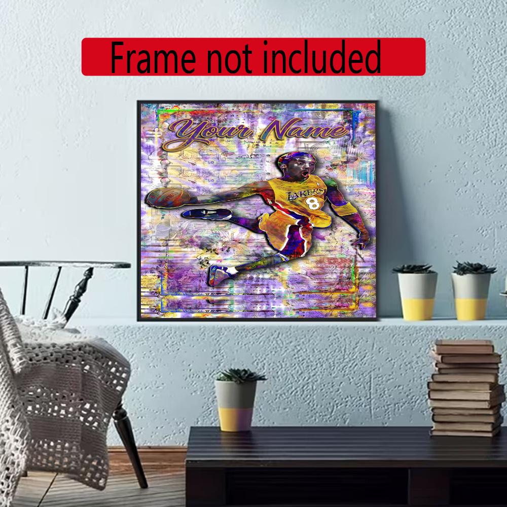 Kobe Personalized Name Round Diamond Painting Kit Diamond Embroidery Painting Rhinestones Mosaic Frameless Handwork Decoration Arts