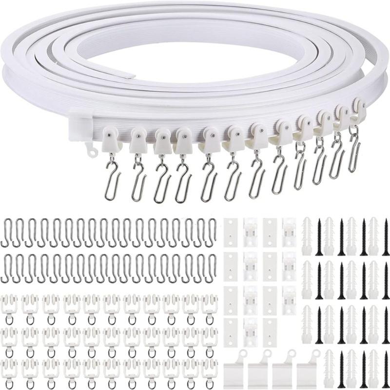 Flexible Curtain Rails for Any Room 6/7/8 Meter Length Ceiling Track with Smooth Rollers Set for Home or Office Use