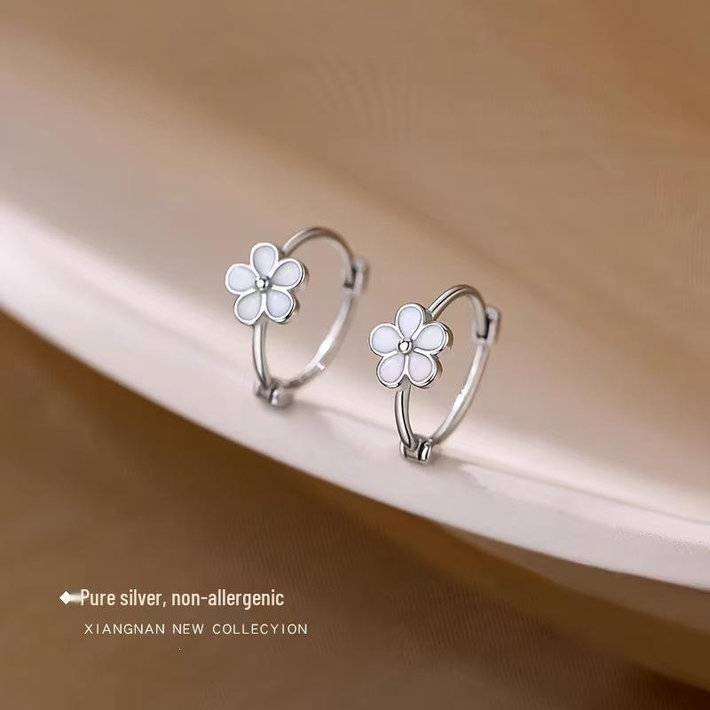 925 Sterling Silver Flower Earrings - Elegant Light Luxury Women's Studs, 2024 Summer Niche Design