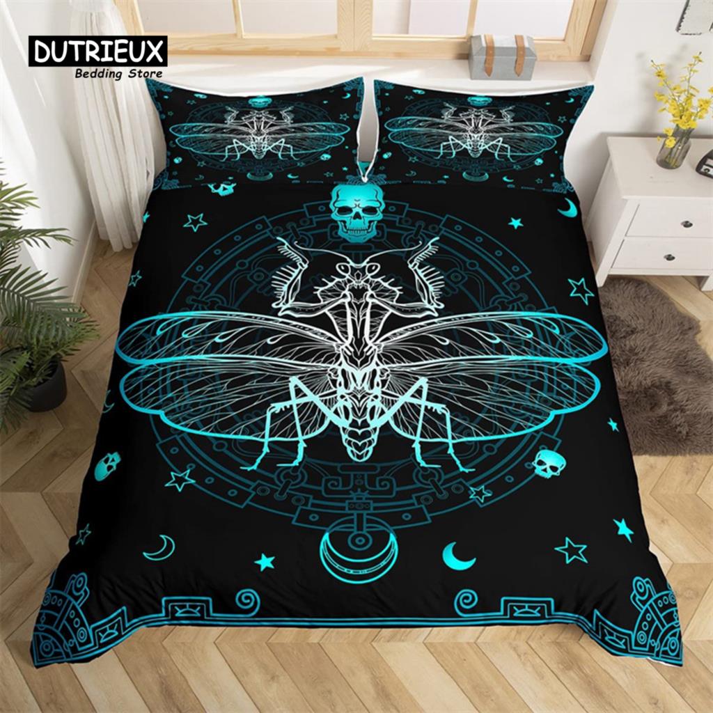Breathable Trendy King Queen Dragonfly Size Chic Animal Polyester Bohemia Mandala Flowers Bed Comforter