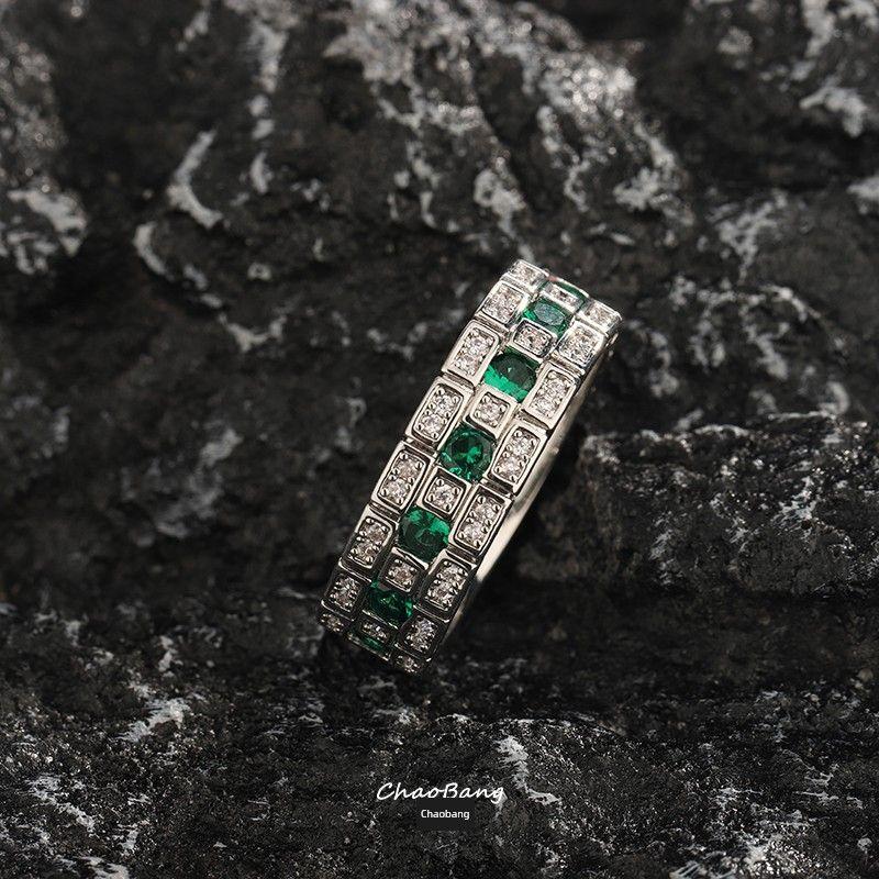 Maze Full of Crystals Zircon Ring Men's European and American Fashion Personalized Design High-Grade Exquisite Ring Women Fashion Jewelry