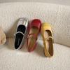 One word with light mouth silver small leather shoes flat sole soft sole Mary Jane single shoes women