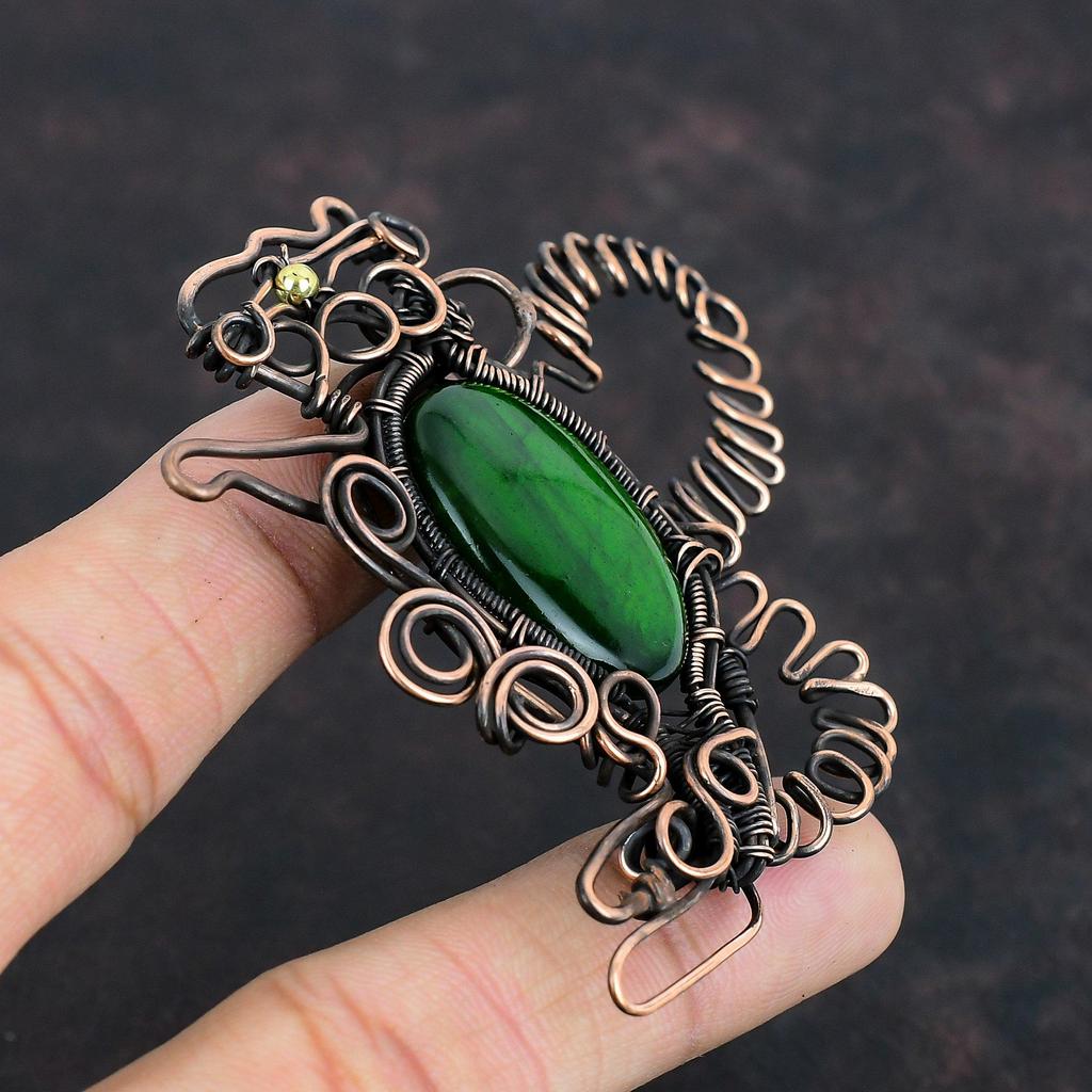 Green Fire Labradorite Pendant Copper Wire Wrapped Pendant Rabbit Design Pendant Handmade Gemstone Pendant Copper Jewelry Anniversary Gifts