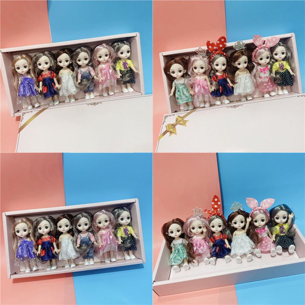 Dolls Set Gift Box Passing Home Toys Birthday Joints Fashion Cute Children Hairpiece 3D Eyes Playing Mini Make Up