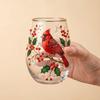 Hummingbird Morning Glass Cup, 18oz Floral Garden Tea Glass for Coffee Juice Wine, Hand Painted Art Decor Gift for Mom