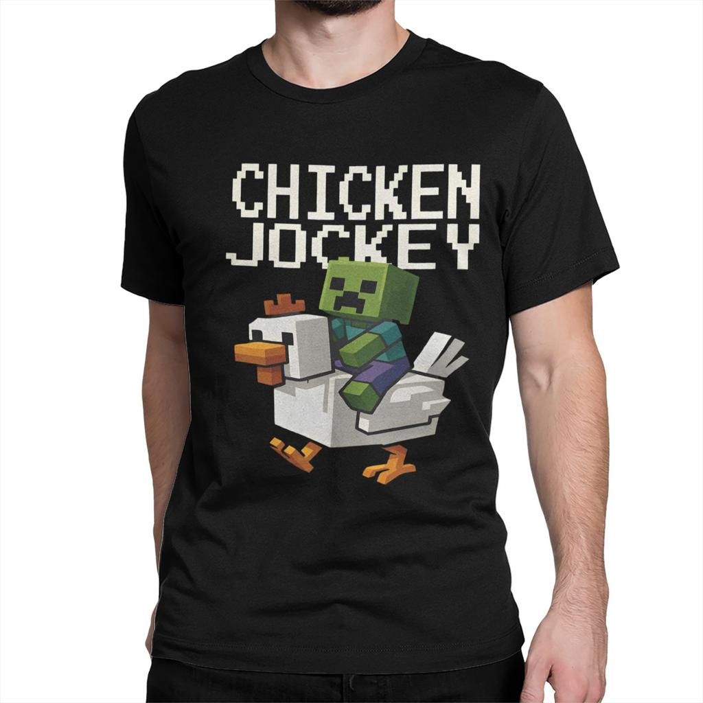 Chicken Jockey Zombie Men Women's T Shirts Game Novelty Tee Shirt Short Sleeve Crew Neck T-Shirt Pure Cotton Gift Idea Clothing