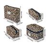 Quilted Cotton Handheld Makeup Bag Leopard Print Large Capacity Toiletry Bag Zipper Closure Portable Cosmetic Storage Organizer