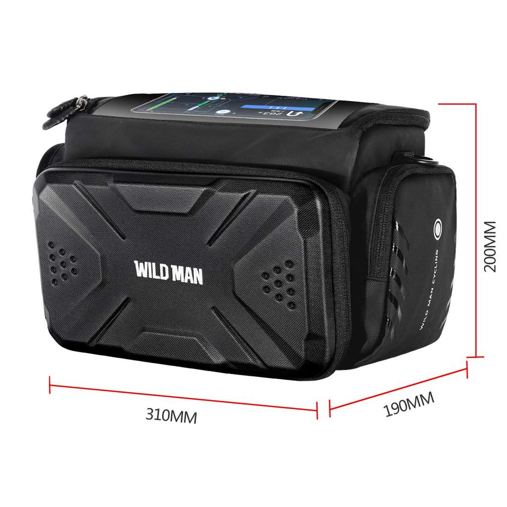 WILD MAN 4L Rainproof Bicycle Handlebar Storage Bag with Touchscreen for Mountain Road Folding and Scooter MTB, Bike, Bicycle, (GS6)