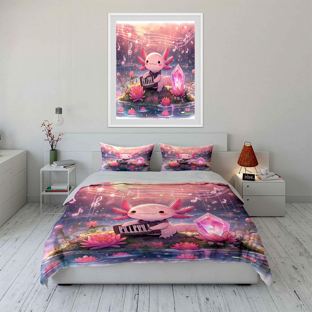 Axolotl Music Trio Decor Set Multiple Sizes Kid'S And Adults' Bedroom Exquisite 3Pc Bedding Set, Gift