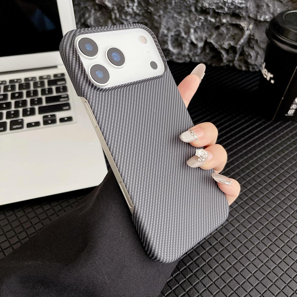 Luxury Half Carbon Fiber Protection Bumper Phone Case For iPhone 17 Air 16 15 PM 14 Plus 13 12 Pro Max 11 Hard PC Colorful Shockproof Protective Cover