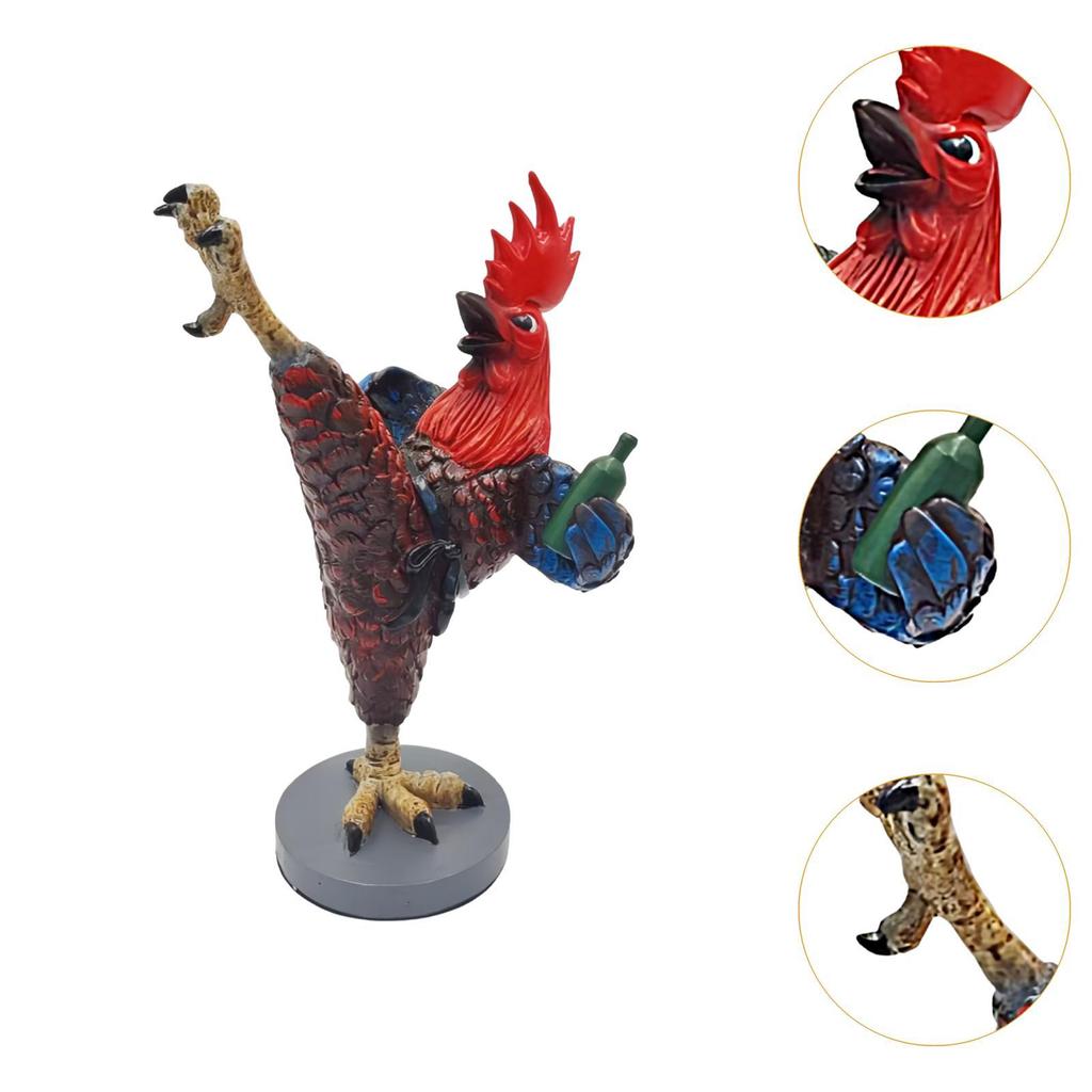 Kung Fu Chicken Figurine Modern Traditional Creative Rooster Statue Resin Sculpture for Fireplace Cabinet Entryway Desk Tabletop