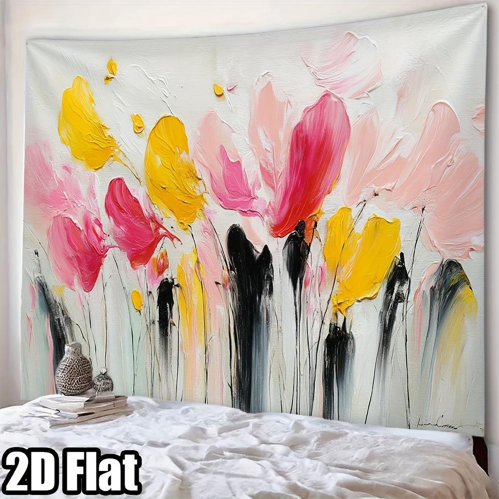 Red and yellow flowers Digital printing polyester wall tapestry suitable for use in living rooms bedrooms offices bars party