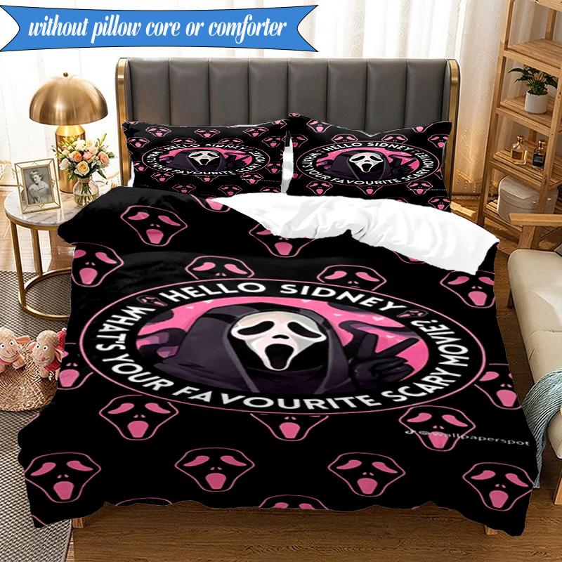 Horror Movie Characters 3pcs K-pop music group Bedding set,Ideal for Bedroom, Dormitory,Including Duvet Cover And 2pcs Pillowcases,Fan gifts