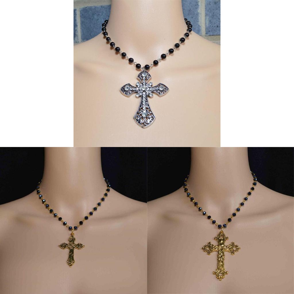 Punk Style Cross Pendant Necklace For Women With Electroplated Alloy Jewelry