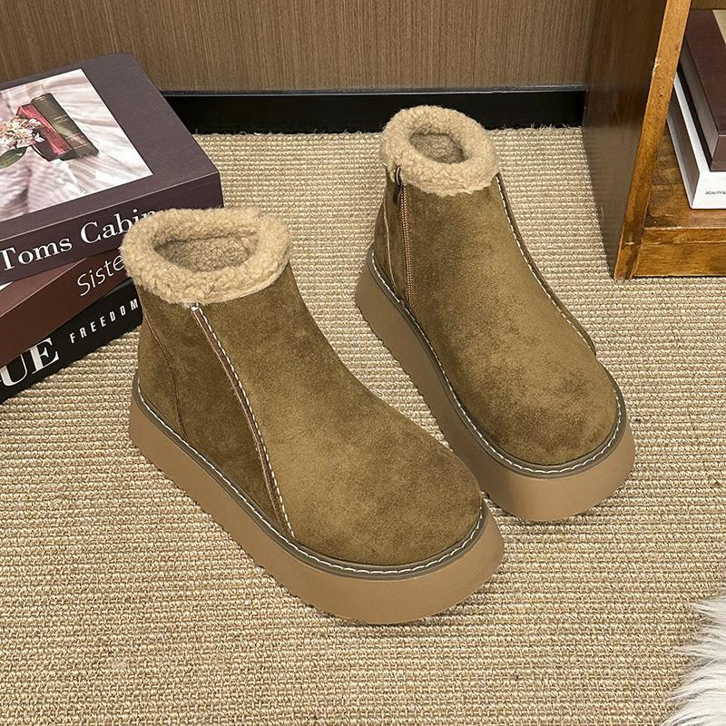 

Женская модная обувь на толстой подошве, легкие зимние теплые сноубутсы с плюшевой подкладкой, нескользящие, износостойкие, повседневные, для спорта на открытом воздухе, хлопковые ботинки 40