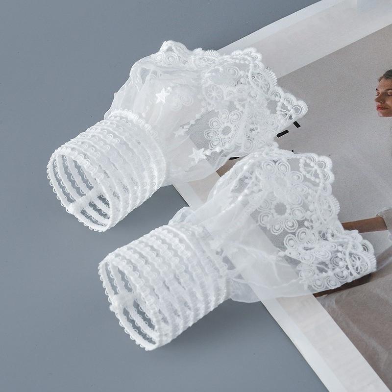 Women Pleated Detachable Cuff  Lace Ruffled Winter Autumn Shirts Sweater Sweatshirt False Sleeves Blouse Wrist Warmers