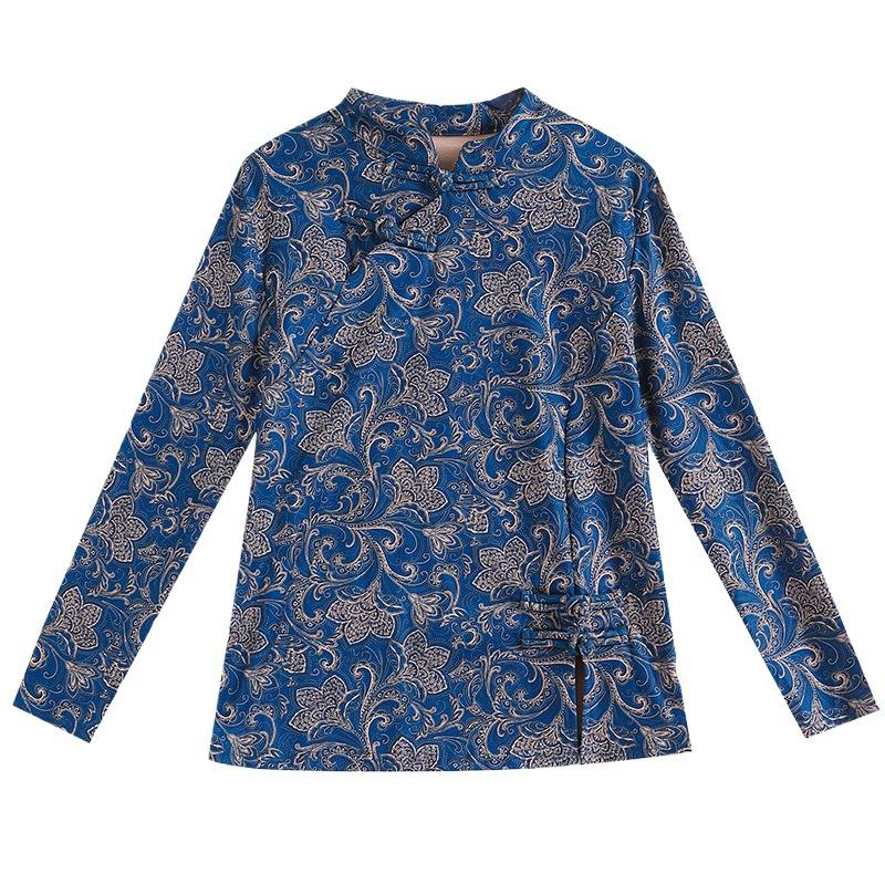 Winter Mama Fleece Unterteil Damen Retro Chinesischer Knopf Tang Kleidung Hemd Oberteil