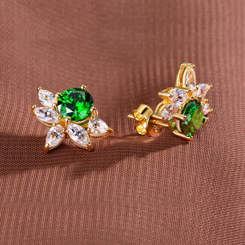 Gica Gema Emerald Earrings With High Carbon Diamond 925 Sterling Silver Unique Design Romantic Fine Earrings Jewelry Wedding Party Gifts New Trend