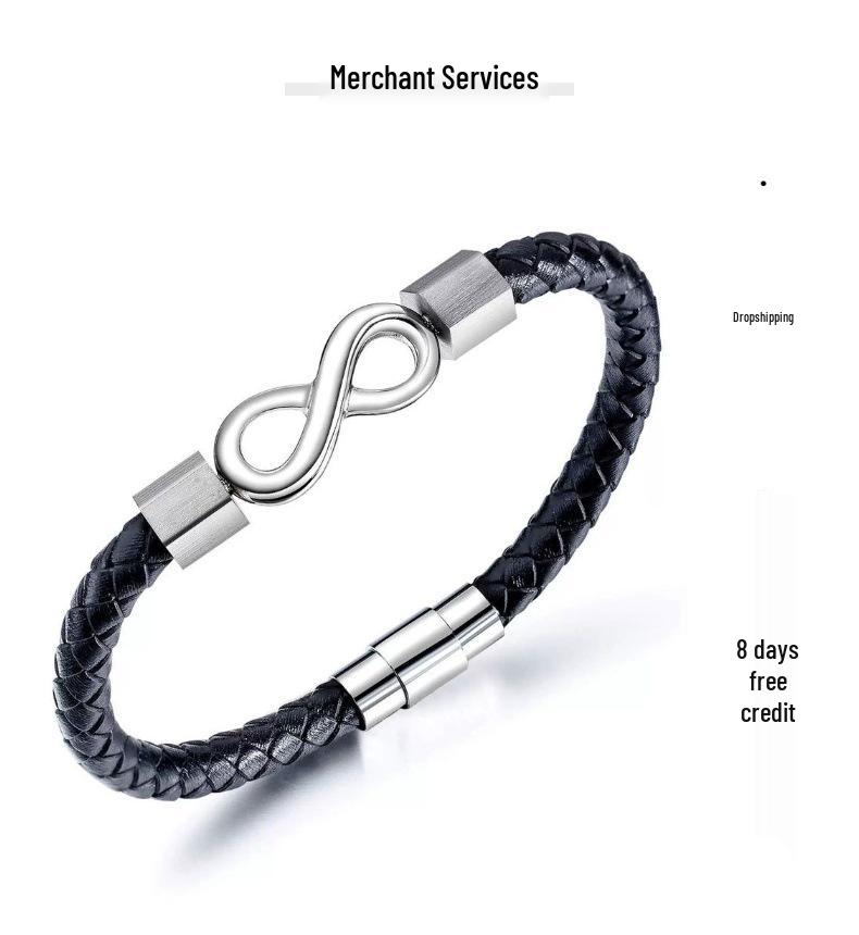 Engraved Stainless Steel Leather Bracelet with Magnetic Clasp – 'To My Man' Gift Set