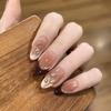 Cat Eye Gradient Blush Press On Nails, French Shiny Diamond Gentle Elegant European American Ins Style Removable Fake Nails 30Pcs