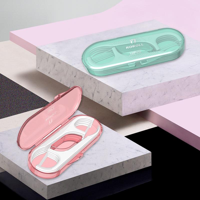 1 Box-10pcs Portable Dental Floss Toothpick Box Disposable Toothpick Stick Household Toothpick Storage Box Oral Care Flosser