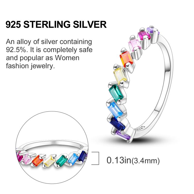 925 Sterling Silver Rings Colorful Cubic Zirconia Finger Rings For Women Girl Original Design Party Wedding Jewelry 