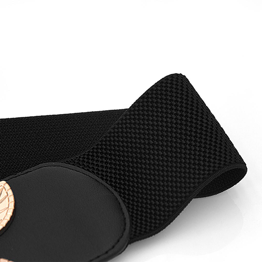 Women's Elastic Stretch Waist Belt Wide Decorative Leaf Pattern Adjustable Cinch Band for Dresses Tops and Tunics
